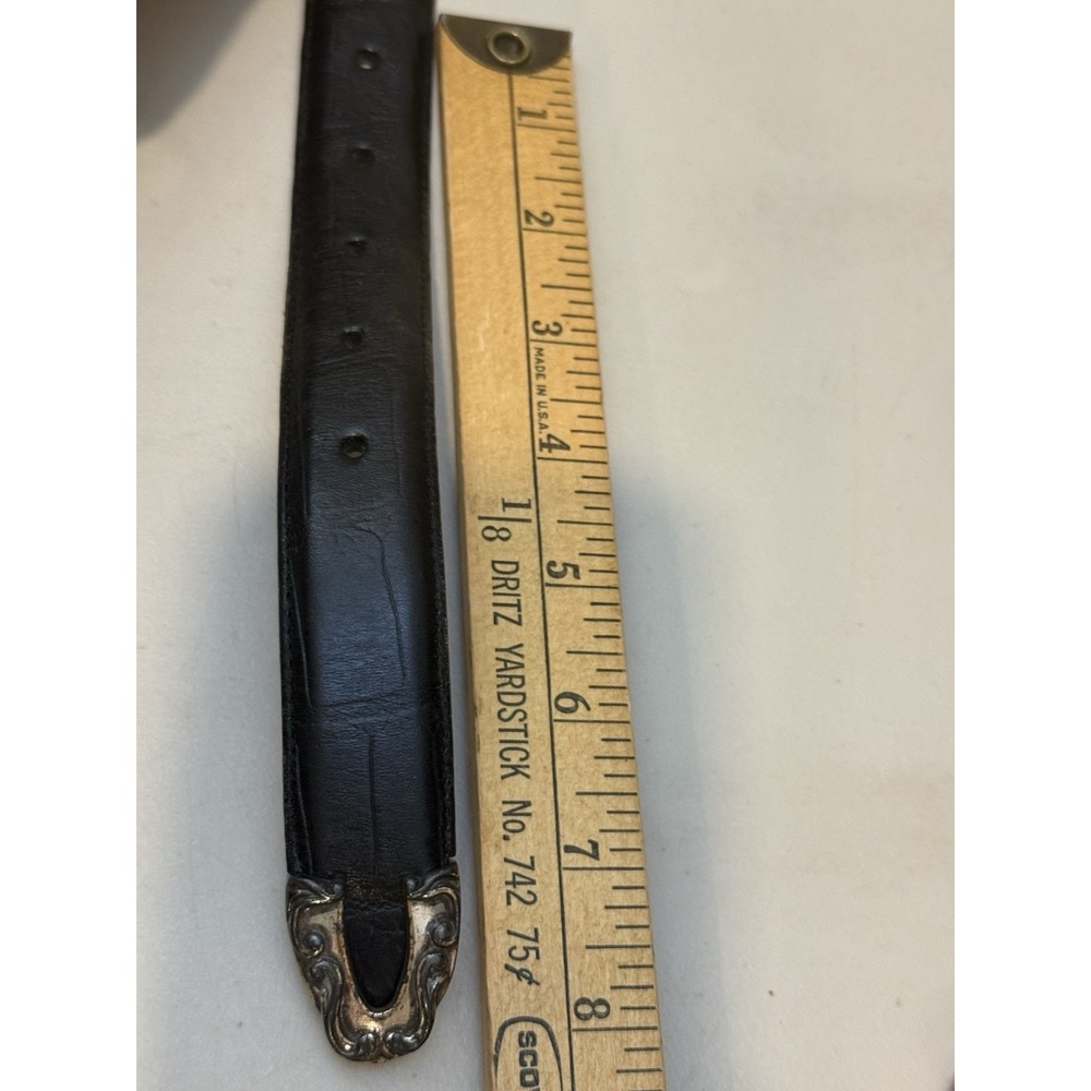 Vintage BRIGHTON Black Leather Belt Silver Heart Charms Sz M 35"L 42903 1996 - Picture 15 of 15